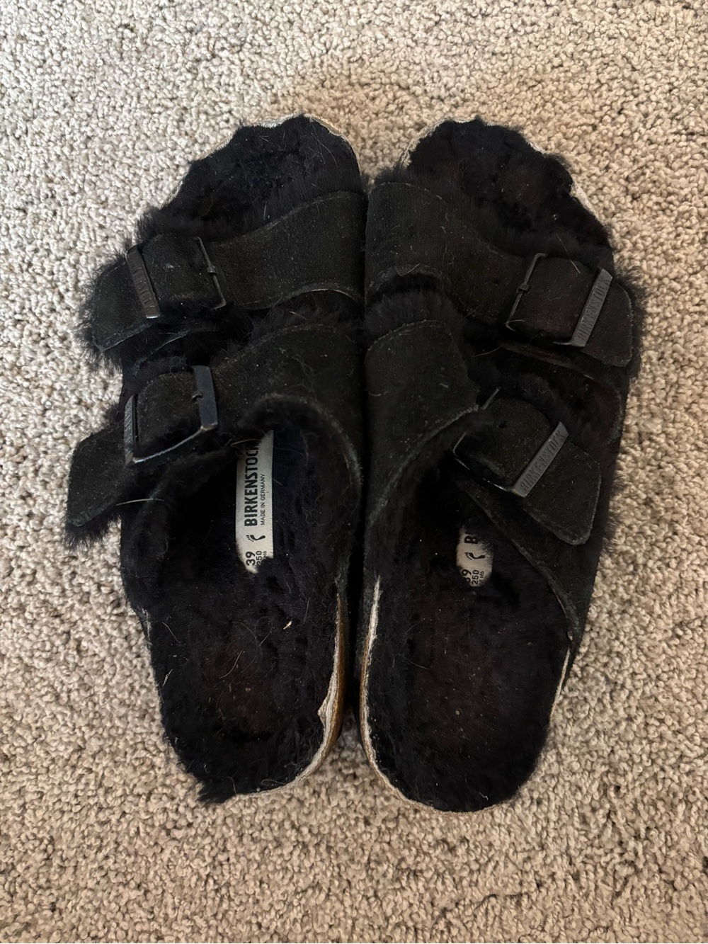 Birkenstock Black Fuzzy Arizona Shearling Mules